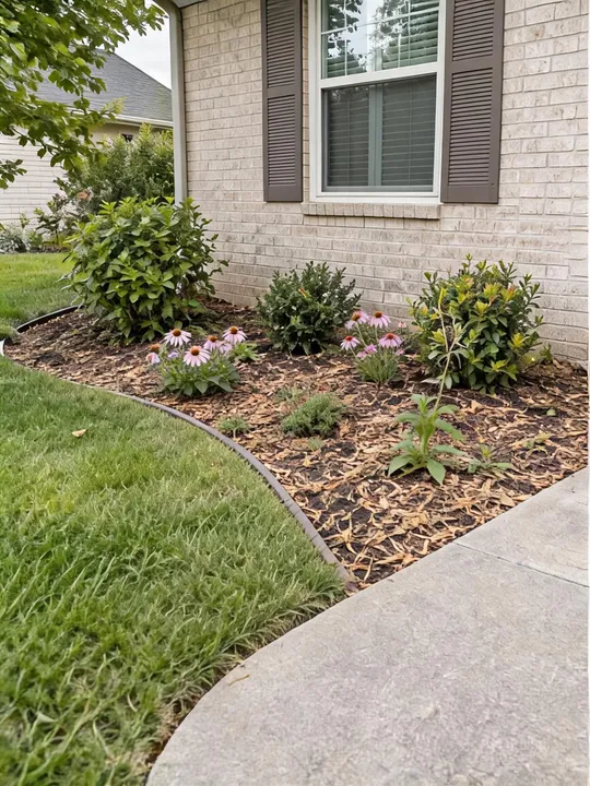 Seedream garden concept adding mulch and flowers to the example bed